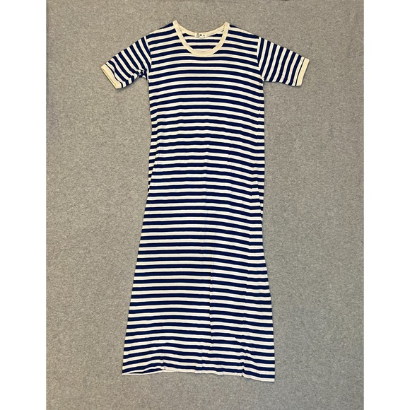 Marimekko Striped Maxi Dress Women's Small Blue White Coastal Lounge Nautical - Picture 1 of 15